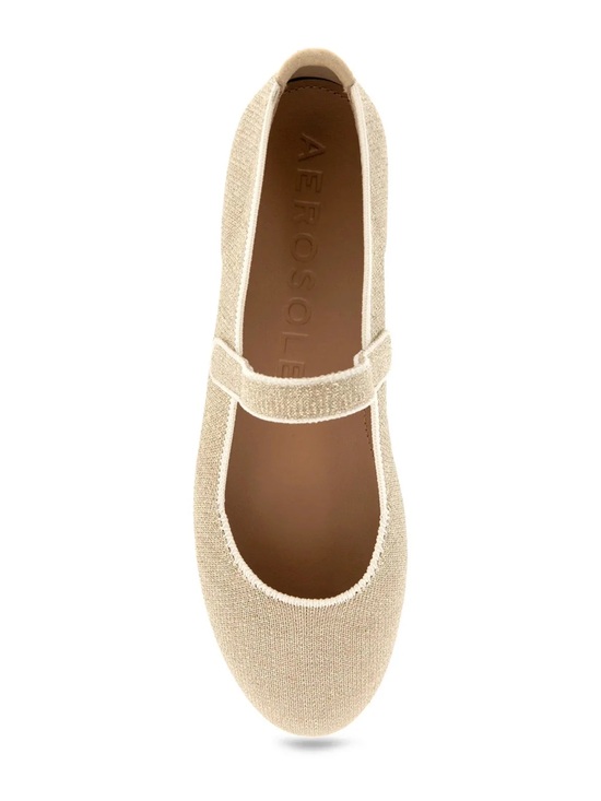 AEROSOLES Shoes - AEROSOLES Women's Tan Gold Thread Knit Mary Jane Flat with Strap